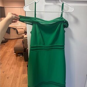 Green Off-Shoulder Sheath Dress